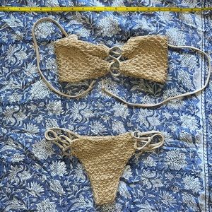 Acacia swim small beige nude bikini knit